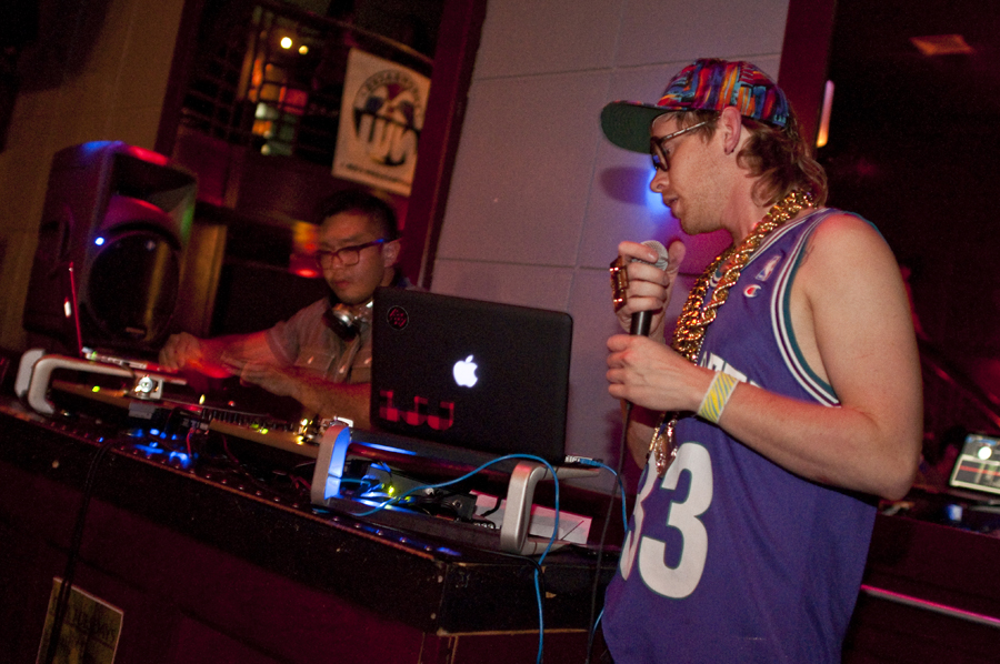 Lumberjack Jones and Bgeezy collaborating for the crowd.