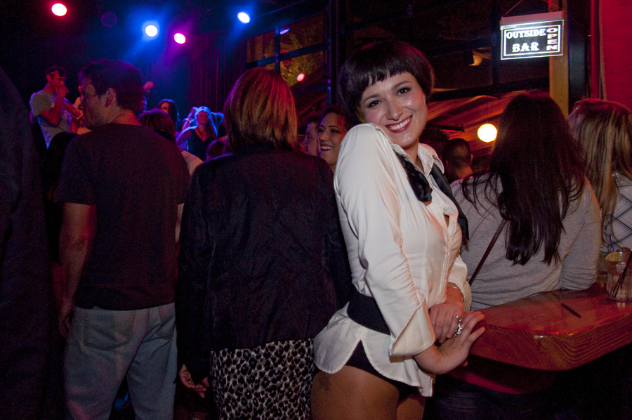 Perhaps my favorite outfit of the night, this woman is rocking out in her skivvies!