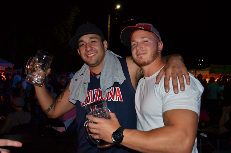 Justin Fowler and George Swies aka The Man drinking out of their big kid mugs.