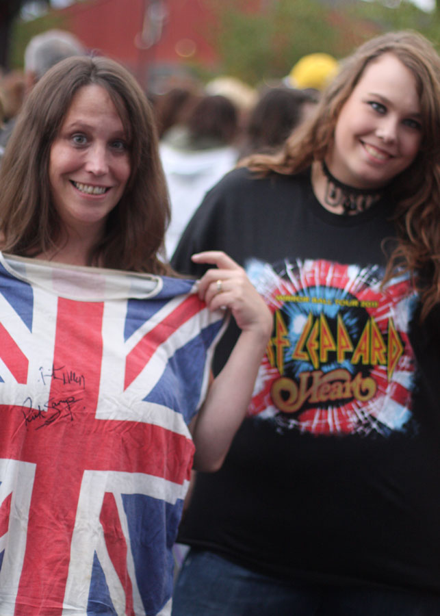 Janet Adams brought her daughter Jessica to the show, and was proud to show off the Union Jack shirt she had signed by Def Leppard's Rick Allen and Rick Savage at a show several years ago.