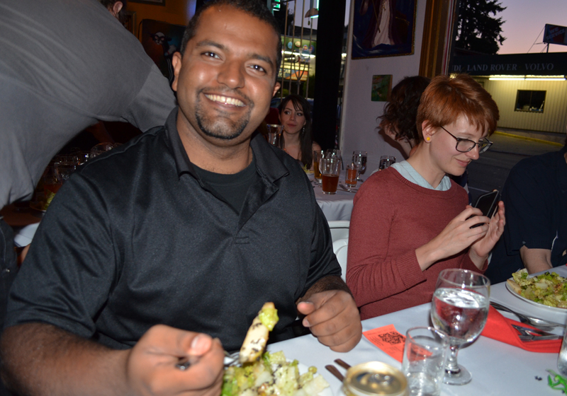 Ebrahim enjoys his summer salad.
