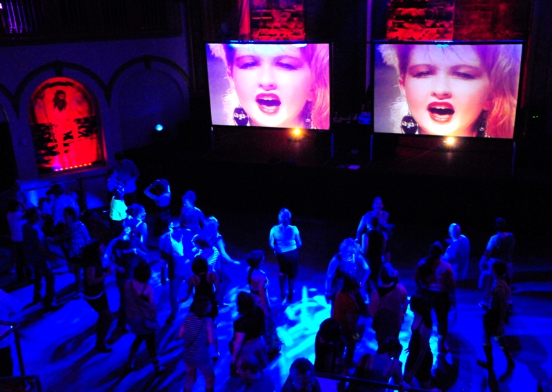 The scene at The Neptune with Cyndi Lauper on video.