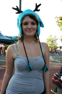 Taylor Tidrick shows off her antlers.