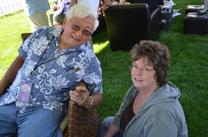 Clifton and Renee Furukawa lounge in the smoking section.