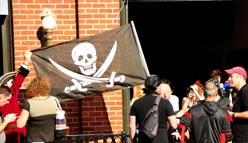 The colors are hoisted at Purr Cocktail Lounge on Capitol Hill.