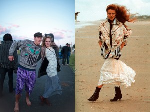 Change out the windbreaker for a fur-lined military jacket, and these girls are wearing the exact. same. outfit. As for the guy, I swear we dated in 1987.