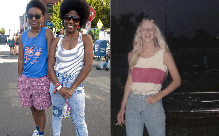 High-waisted light denim jeans: who wears it better, your mom or this Seattle hipster?