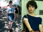 Molly Ringwald would be proud of those bangles and off-the-shoulder blouse.