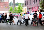 At the end of the race in Georgetown, bikers jam, compete and party.