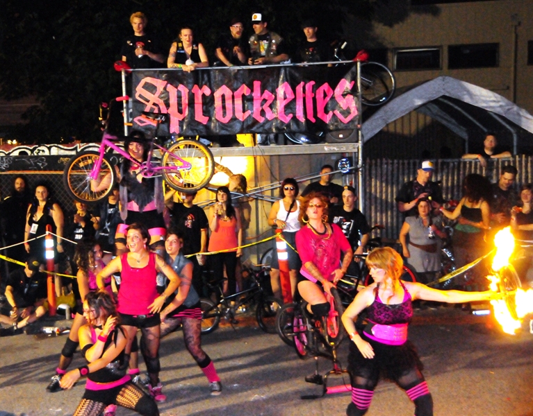The Sprockettes, a Portland synchronized mini-bike dance troupe.