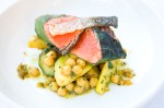 Fig leaf wrapped Sockeye salmon, chickpeas and squash from Madison Park Conservatory.