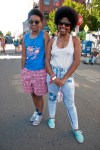 Local hiphop artists THEESatisfaction were looking good as they headed to their set at the Vera stage.