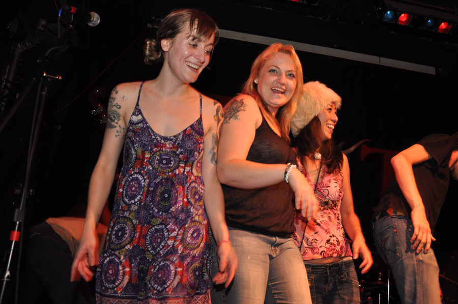 Molly and two other women were ecstatic to be pulled on stage to dance by Mr. Slim.