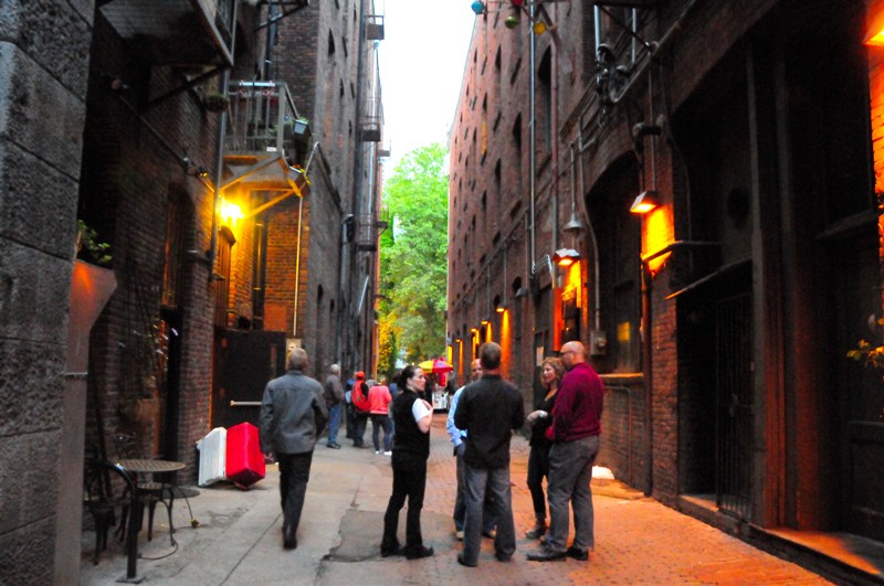 A party in Nord Alley celebrates an initiative to activate alleys in Pioneer Square. http://www.alleyart.org/