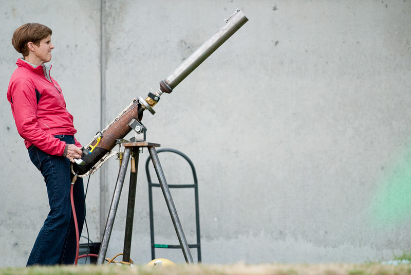 The most dynamic item in the park was the the high-pressure nerf-ball-launching air canon. This canon was originally designed to launch golf balls, but was toned down a bit for safety reasons. Guests were able to launch plush balls into the air, aiming for buckets.