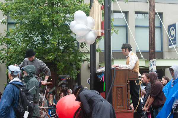 A ridiculous downpour didn't dampen the spirits of the thousands that turned