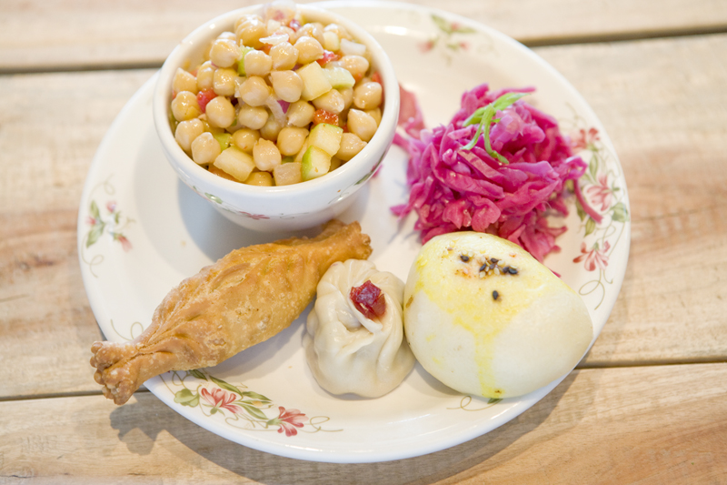 AZAG AZOG comboyak momo, pork samo, and eggplant tingmo.