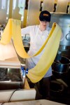 Rebecca Wilson rolling and hanging the pasta at Cuoco.