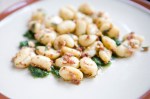 Gnocchi, pancetta, hazelnuts, nettle pesto