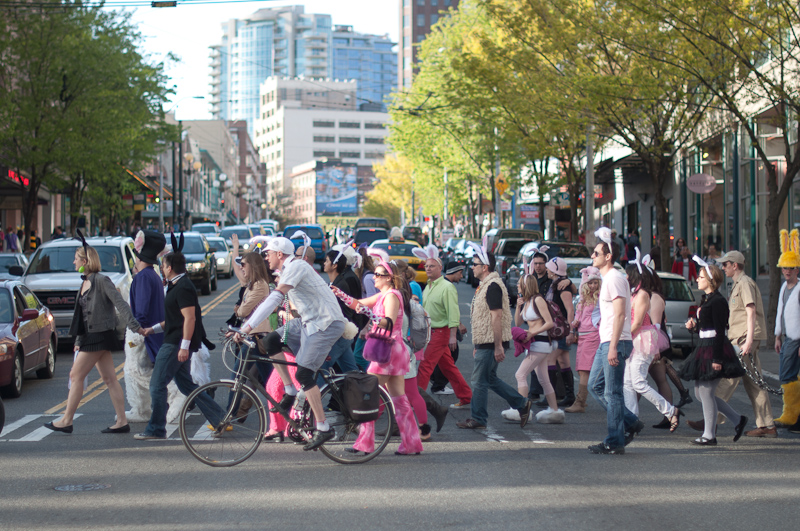 Hundreds of people turned out for Seattle's 8th annual "Bunnarchy" - Spring's