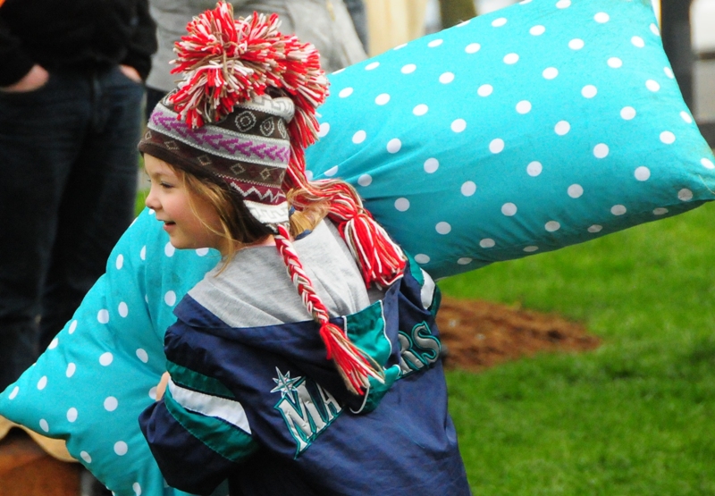 Even little pillow fighters showed up to showcase their skills.