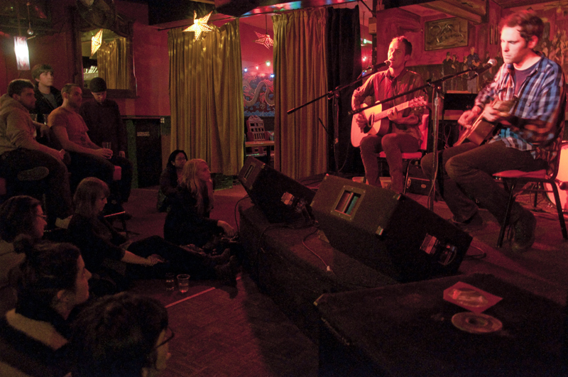 The band likes to play acoustically in small intimate settings, often playing house shows and outdoors (even on a friend's rooftop once!).