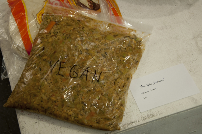 Artist William Owens recreates a bag of VeraaE™s Vegan Gloop which was given to volunteers in the early days as repayment for their time and energy.