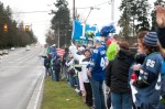 Hundreds of fans lined the streets of Renton today to cheer on