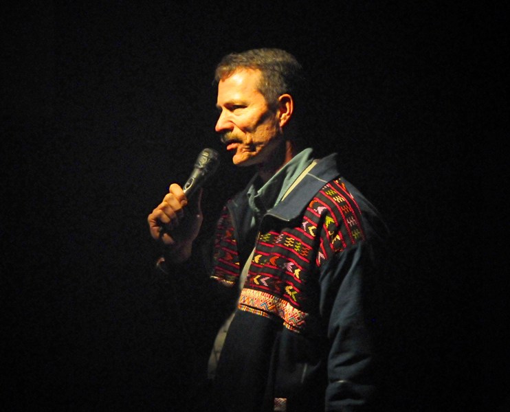 Joe Szwaja, Green Party of Seattle, makes a pitch for donations.