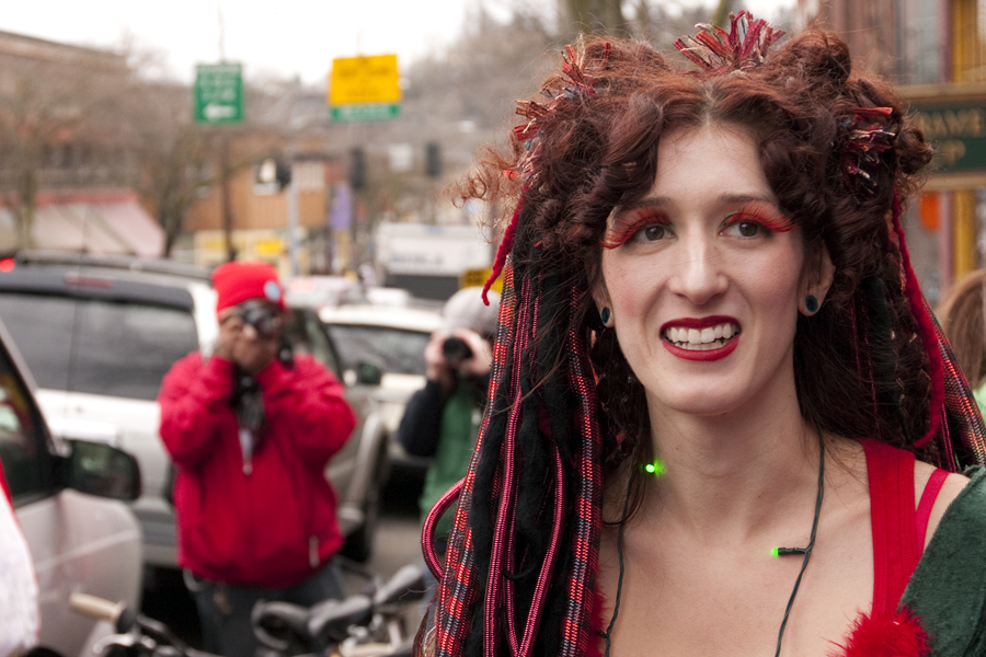 Hundreds of Santas converged in Fremont yesterday, bringing Santarchy to the Center