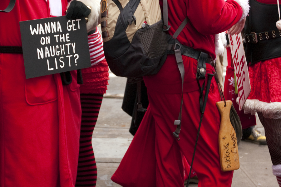 Hundreds of Santas converged in Fremont yesterday, bringing Santarchy to the Center