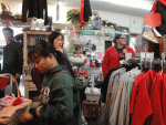 Twilight fans peruse a Twilight themed flower store in Forks, Washington.