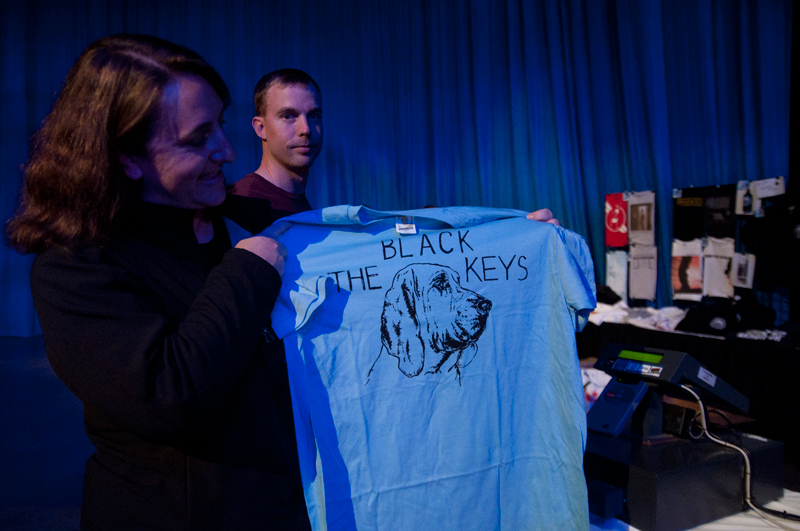 Checking out the merch.