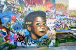 This tribute to Gary Coleman was created at the SODO free wall, a space where street artists are free to spray.