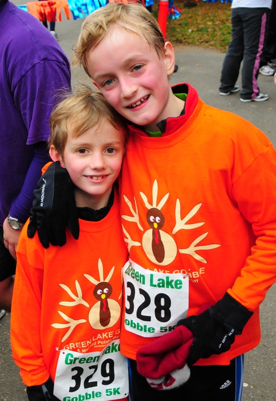 At 7 and 10 years old,   Finnegan and Duncan Glew  were among the youngest to complete the 5k.