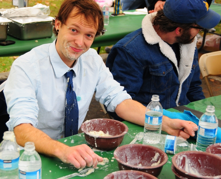 Lane Rasberry  is still smiling after downing more than seven bowls of potatoes in four minutesaE¦.