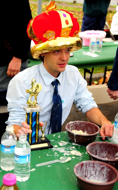 aE¦ and receives a lovely turkey trophy and crown