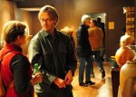The aEœNorthwest Wood FireaE show co-curator Ben Waterman at POTS Gallery. The show feautured 24 local ceramic artists.