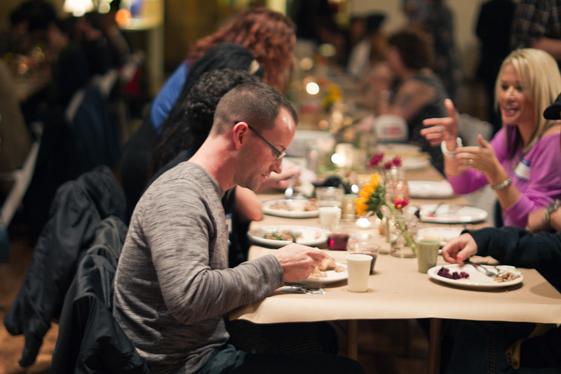 Guests of SPROUT are served the main dinner course.