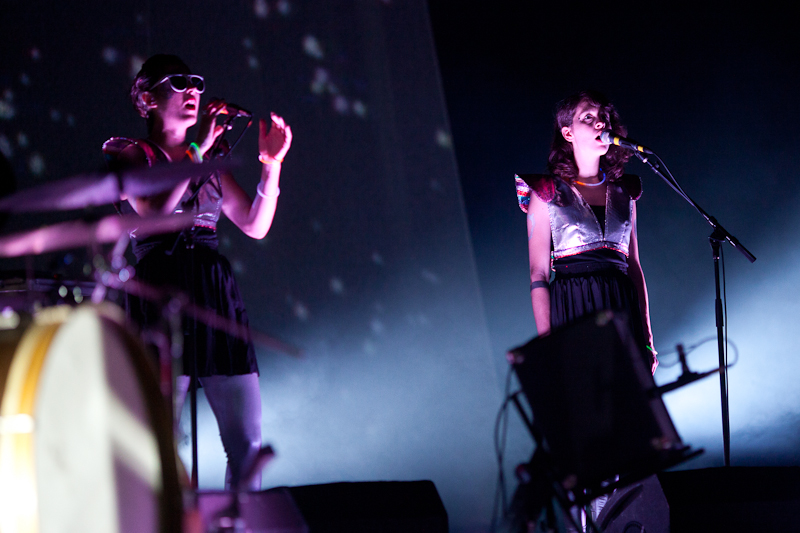 Two backup singers of Stevens' 10-person backing band