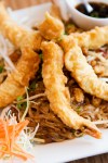 Samurai Pad ThaiOur creative blend of the well-known stir-fried Thai noodles and Japanese shrimp tempura. Served with vinaigrette soy sauce.