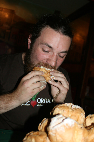 Badger was barely intimidated by the mountain of puffs before him.