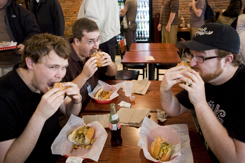 John, Peter and Joshua enjoying their lunch.