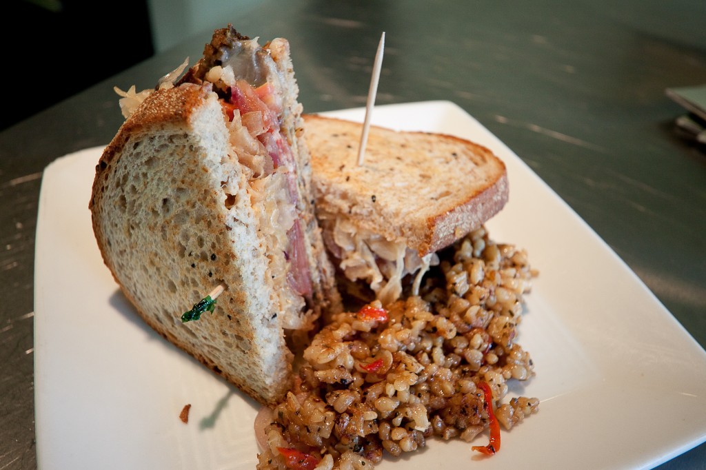 Vegan Reuben sandwich.