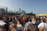 The crowd at Lollpalooza on Friday with the Chicago skyline in the background.