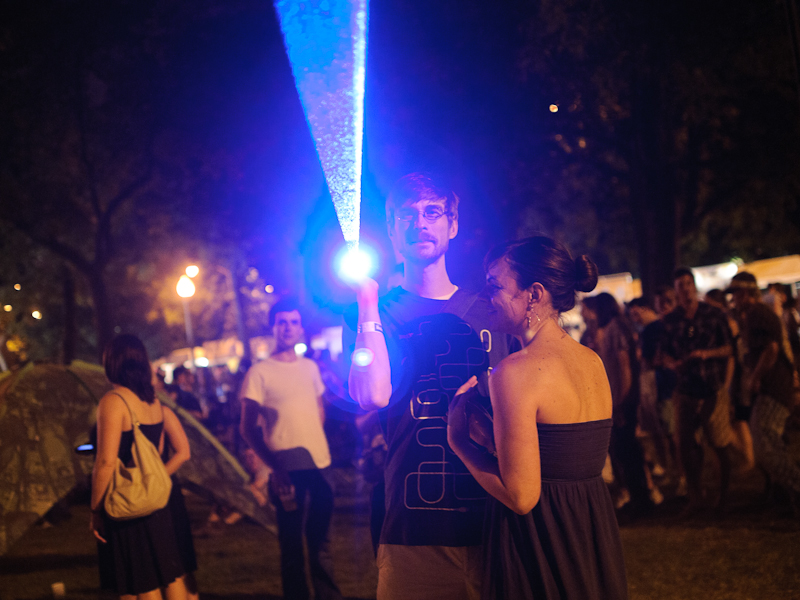 This fan's ultra-powerful laser was visible in the dusty air most nights. The best part? It's homemade.