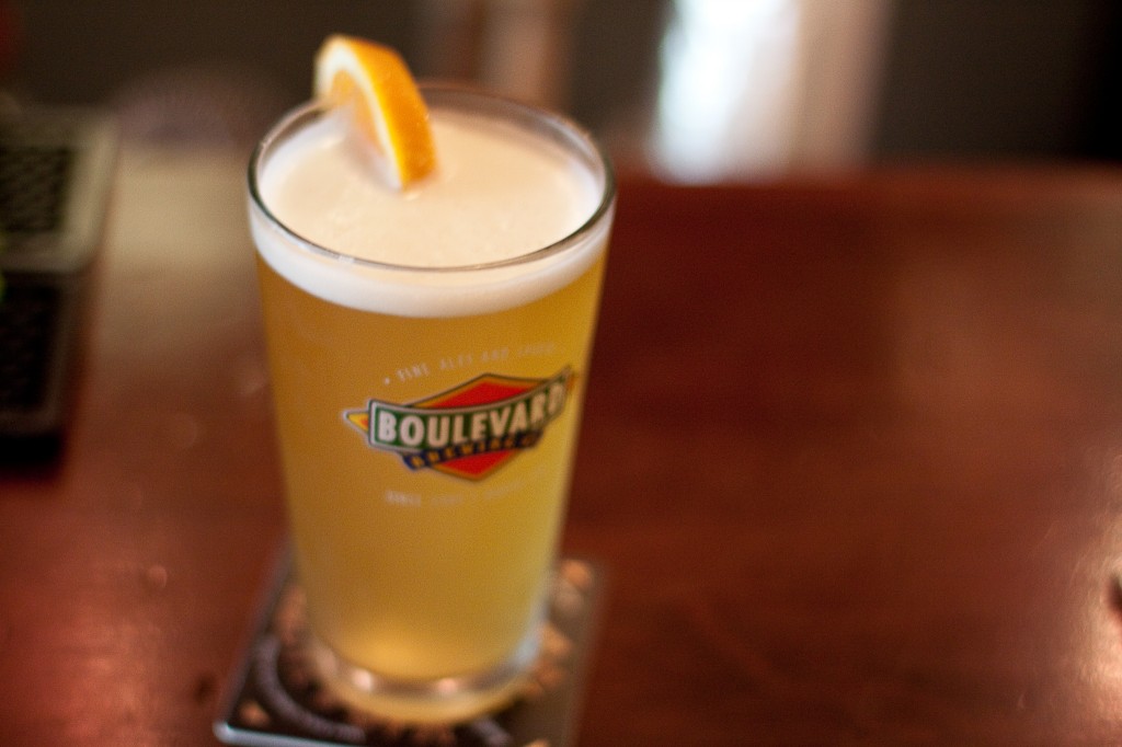 Boulevard wheat beer, brewed in Kansas City.