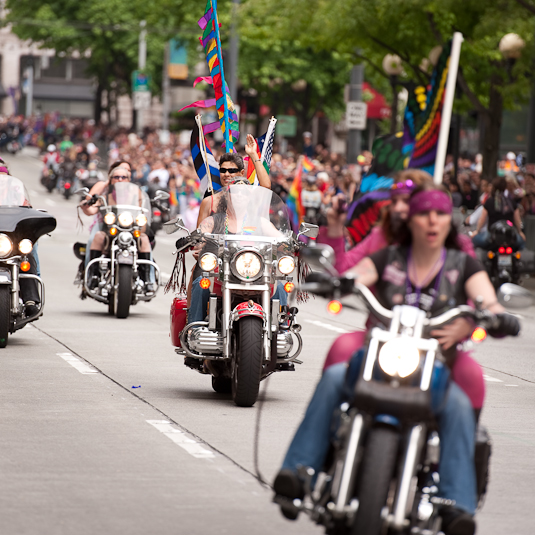 Everyone's favorite lesbians kicked off Sunday's Pride parade with a roar.Photos by