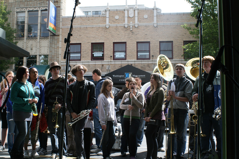 A great view of the action from inside Easy Street's cafe.