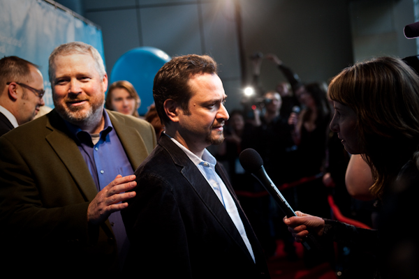 Mayor Mike McGinn walks past Academy Award-winning Director Robert Pulcini at the Seattle Independent Film Festival at Benaryoa Hall in Seattle, Wash., on Thursday, May 20, 2010.  (Photo by Matthew Williams for The Seattle Weekly)